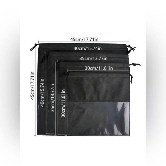 Dust Bags. 4 Piece Set of Black Drawstring Dust Proof Handbag Covers. NEW! - Picture 3 of 10